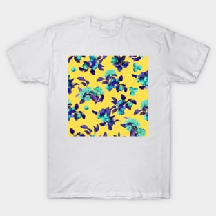 Watercolor small psy apple tree branch on yellow T-Shirt